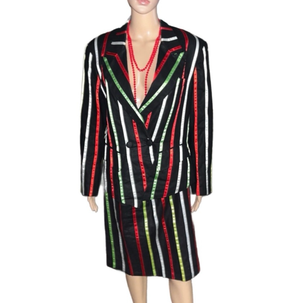 Appraisal ~ Retro ~Size 11/12 ~ Black W/Multi-Color Ribbons ~ Jacket & Skirt Set